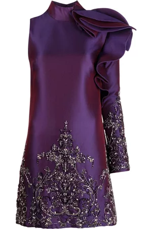 Saiid Kobeisy Mikado one-shoulder beaded dress