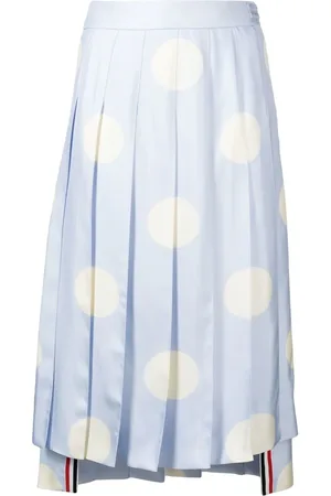 Thom Browne Polka-dot print pleated silk skirt