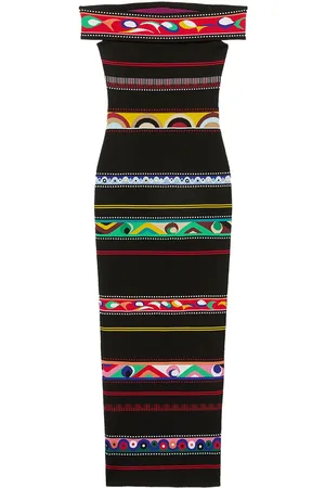Puccini Striped open-shoulder dress