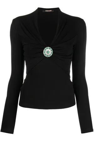 Roberto Cavalli Beaded V-neck top