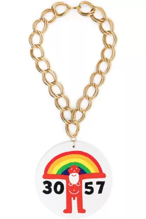 WALTER VAN BEIRENDONCK Oversized logo-plaque chain necklace