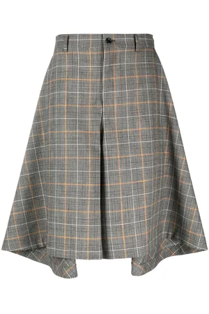 Comme des Garçons Aysmmetric plaid pleated shorts
