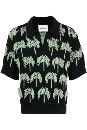 Jil Sander Palm-tree knitted polo shirt