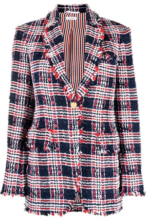 Thom Browne Frayed single-breasted tweed blazer