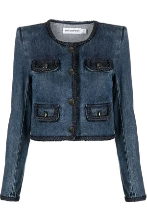 Self-Portrait Braid-trim denim jacket