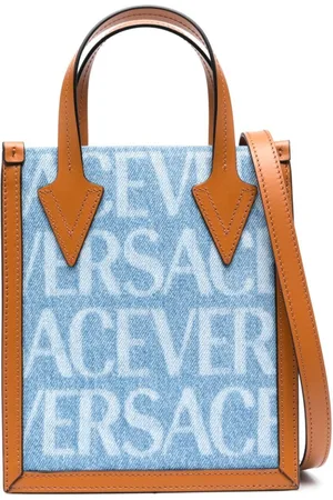 Versace Jeans Couture script tote bag in black