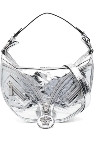 VERSACE Small Repeat metallic-effect shoulder bag