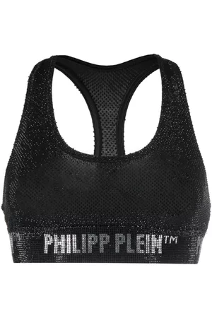 Philipp Plein Crystal-embellished logo-underband bra
