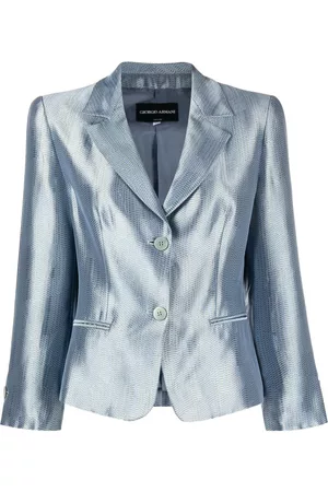 Giorgio Armani 2000s snakeskin effect notched lapels blazer