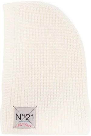Nº21 Logo-patch ribbed balaclava