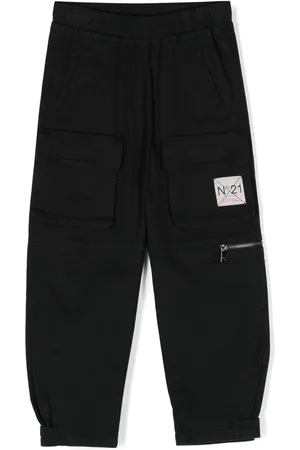 Nº21 Logo-patch cotton cargo pants