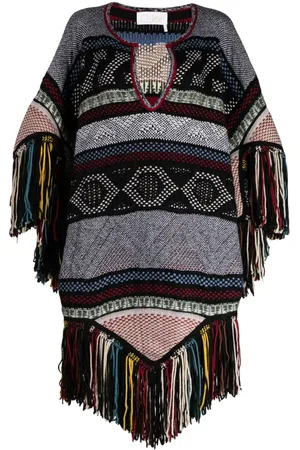 Chloé Jacquard wool-blend poncho