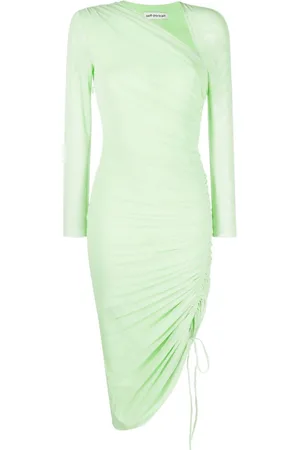 Self-Portrait Ruched mesh midi dress