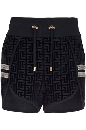Balmain Monogram-pattern mini shorts
