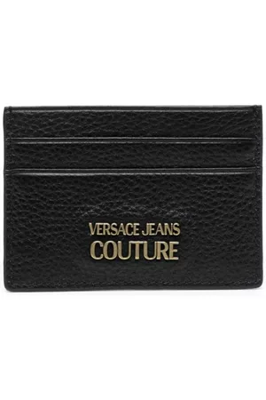VERSACE Logo-plaque leather cardholder