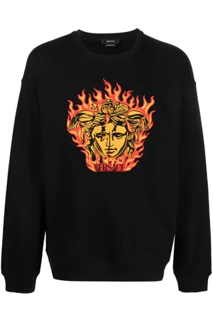 VERSACE Medusa Flame-embroidered cotton sweatshirt