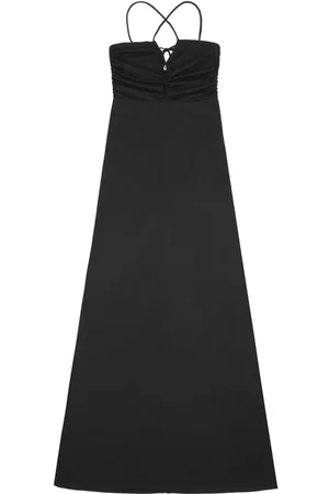Ganni Crossover-strap gathered maxi dress