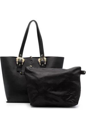 VERSACE Logo-buckle faux-leather tote bag
