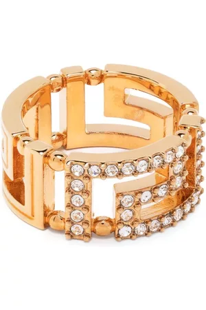 VERSACE Greca crystal-embellished ring