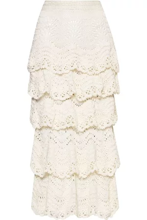 Oscar de la Renta Crocheted scallop tiered skirt