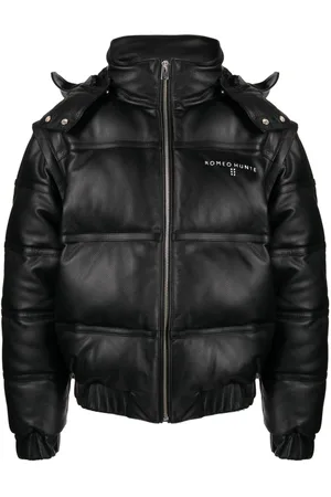 ROMEO HUNTE Pebbled-texture leather puffer jacket