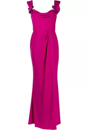 Marchesa Notte Flower-applique sleeveless gown