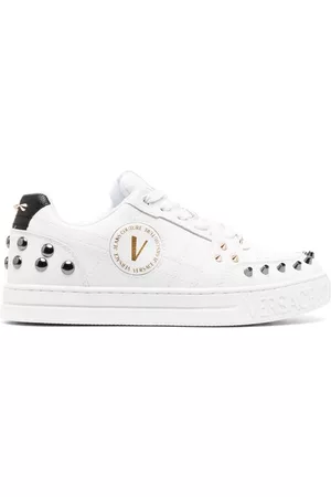 VERSACE Spiked stud-design leather sneakers