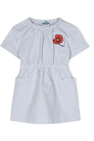 Kenzo Logo-embroidered striped A-line dress