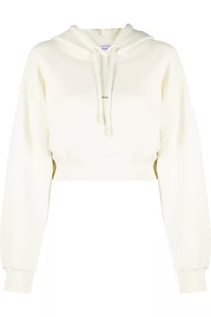 OFF-WHITE Faux-pearl embellished cropped hoodie