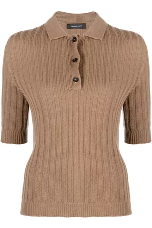 Fabiana Filippi Ribbed-knit cashmere polo top