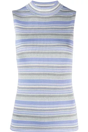 THEORY Horizontal-stripe sleeveless top