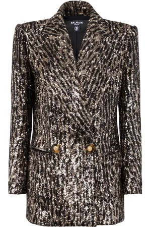 Balmain Sequin-embellished double-breasted jacket