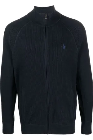 Ralph Lauren Embroidered-logo textured zip-up jumper
