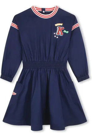 Kenzo Logo-embellished cotton flared dress