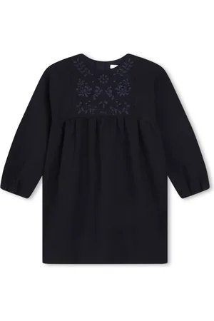 Chloé Floral-embroidered organic-cotton blend dress