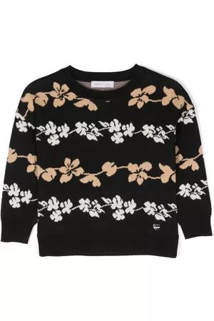 MONNALISA Floral-intarsia knit jumper