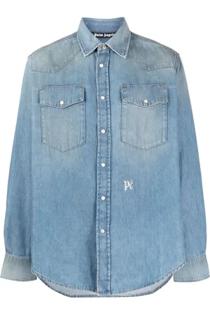Palm Angels Monogram-embroidered denim shirt