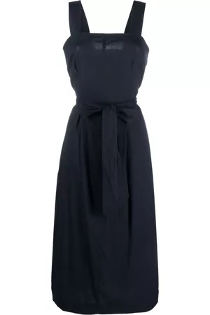 Vince Belted square-neck midi dress
