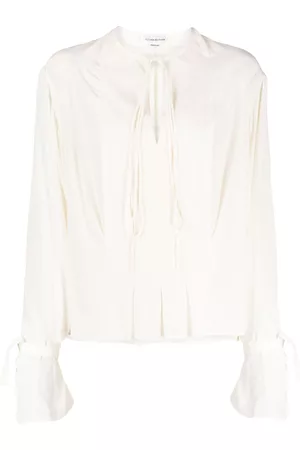 Victoria Beckham Tie-fastening pintuck silk blouse