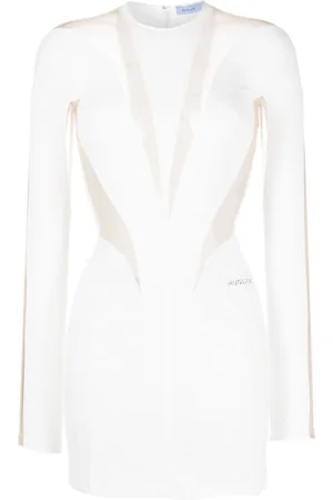 MUGLER Sheer-panelled fitted minidress