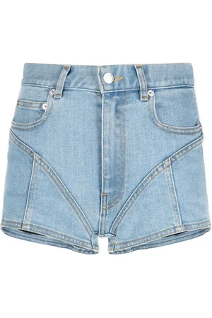 MUGLER Spiral denim shorts