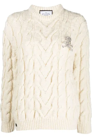 Philipp Plein Long-sleeve cable-knit jumper