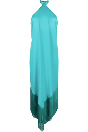 ‎Taller Marmo‎ Fringed asymmetric halterneck dress