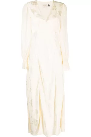 RIXO London Floral-jacquard long-sleeve dress