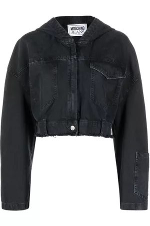 Moschino Cropped denim hooded jacket