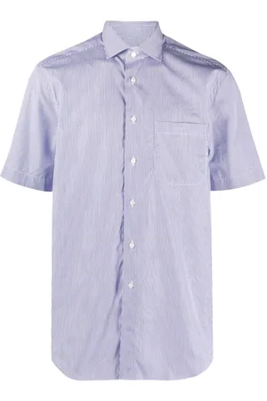 Xacus Striped short-sleeve cotton shirt