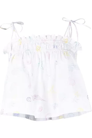 Ganni Printed cotton-poplin top