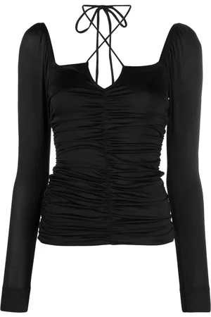 Ganni Ruched crepe blouse