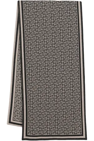 Balmain Monogram-jacquard wool-blend scarf