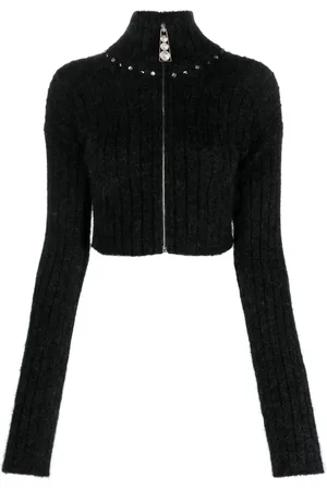 Alessandra Rich Embellished ribbed-knit cardigan